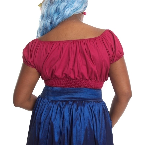 Off the Shoulder Peasant Blouse - Magenta - Sz L - Cotton & Spandex - Hey Viv - Picture 2 of 4